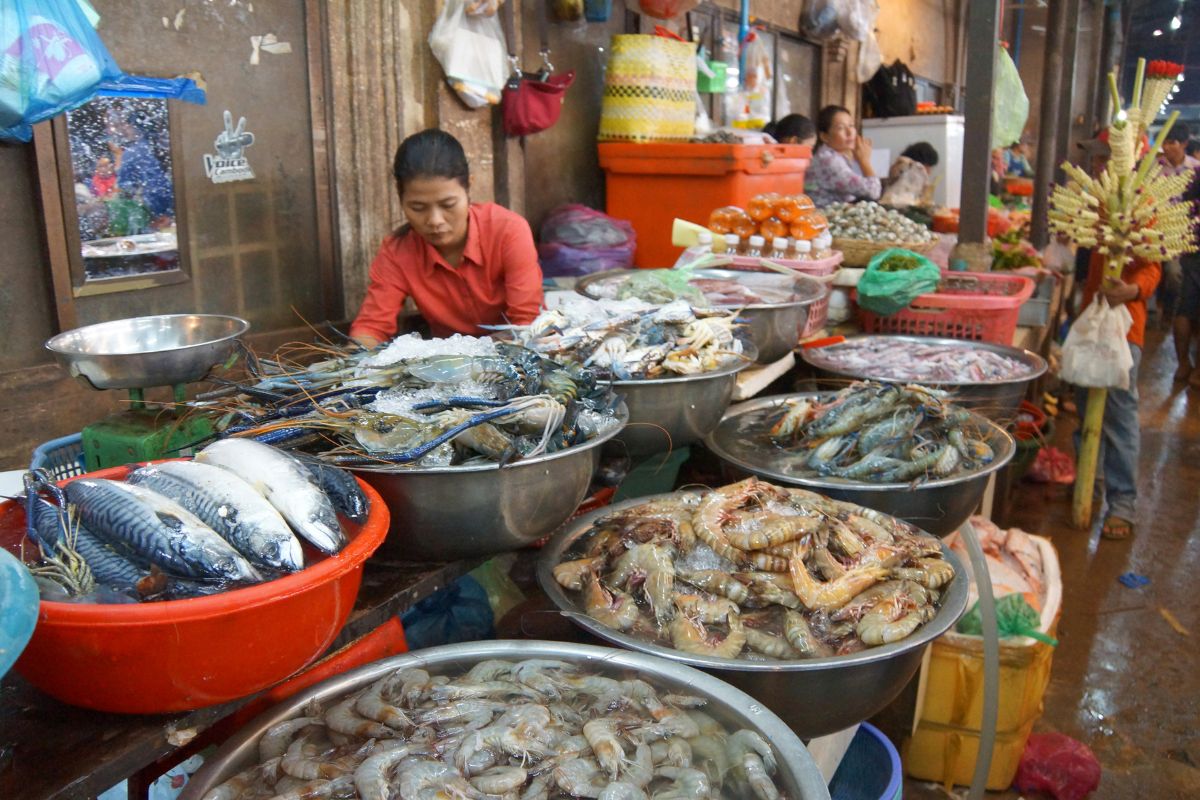 fresh seafood in market